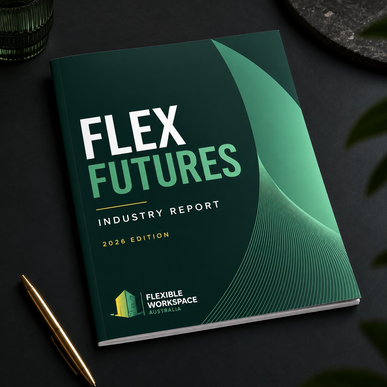 Flex Futures Industry Report 2026 edition cover on a desk